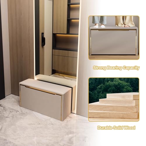 Banc range-chaussures avec tiroir rabattable et étagère sans installation - 5