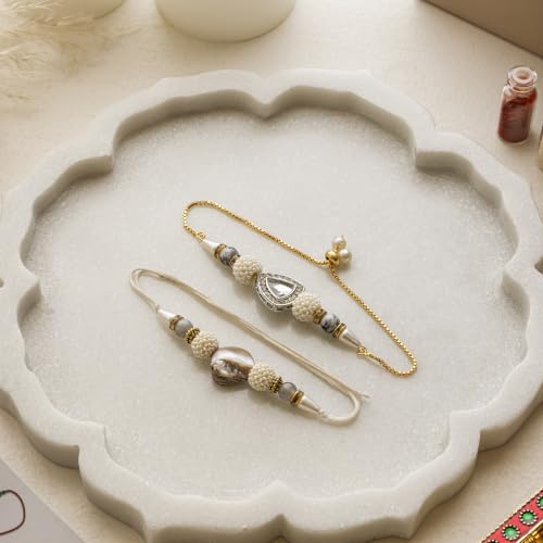 Image of Premium Handmade Designer Rakhi Set for Brother and Bhabhi Adjustable Couple Rakhi with Roli Chawal & Nariyal