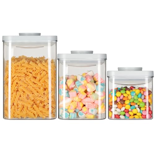 VINATO Contenitori Ermetici per Alimenti 3 Pezzi, 600/1250/2280ml Contenitori per Pasta Farina Dispensa Set Conservazione Per Riso, Cereali, Muesli, Farina