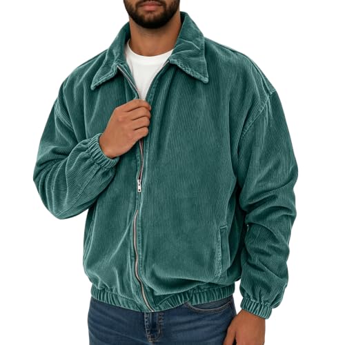 fartey Mens Corduroy Jacket Casual Collar Coat Full Zip Outwear with Pocket - image 7