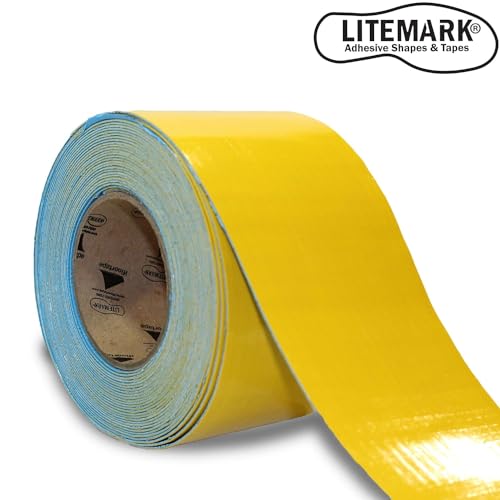 Image of LiteMark Duramark EC700 Floor Marking Tape for Concrete and Pavement | Industrial Marking Tape for Warehouses | Long-Lasting | High Durability (Yellow), 4 Inch X 18 Feet