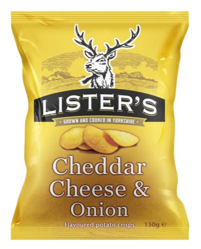 Listers Crisps | Cheddar Cheese & Onion 150g, Pack of 15 | Vegetarian | Gluten Free