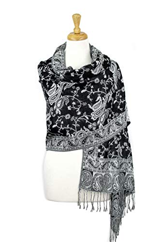 PASKMLNA Reversible Paisley Pashmina Shawl Wrap Elegant Colors3