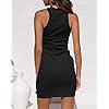 LILLUSORY-Womens-Summer-Casual-Sleeveless-Tank-Dress-2021-Crewneck-Bodycon-Ruched-Tie-Waist-Mini-Dresses LILLUSORY Women's Sun Dresses Casual 2024 Summer Black Elegant Bodycon Ruched Ladies Trendy Cotton Skorts Skirt Wrap Mini Junior Sheath Western Fitted Skater Jersey Dresses