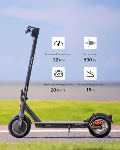 E Scooter mit Straßenzulassung, Max 40km Reichweite, Vierfache Stoßdämpfung