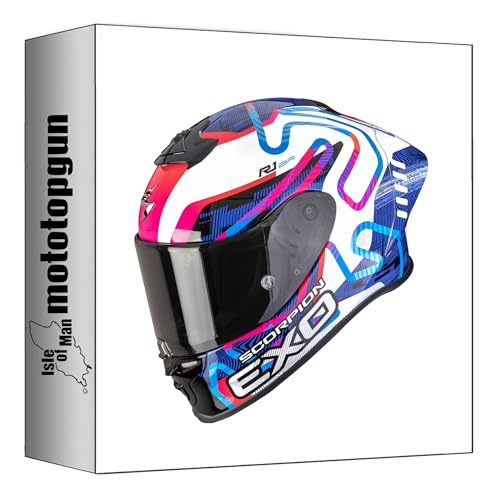 Scorpion Exo-R1 Evo II Air Cornering blanc bleu rose - Protection intégrale M