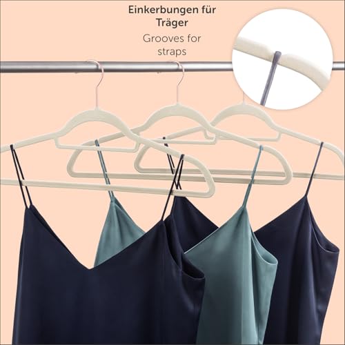 Blumtal Samt-Kleiderbügel, rutschfest, 360° drehbar, platzsparend, hochwertig, mit Krawattenklammer, elfenbeinfarben, 20 Stück – Ansicht 5