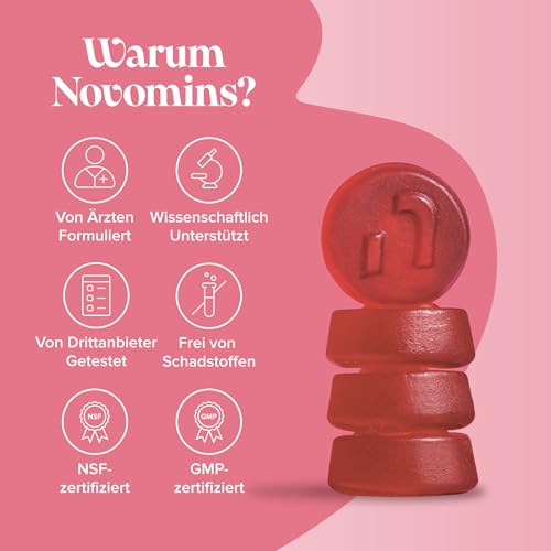 Biotin Hochdosiert - 10.000 mcg - Für 2 Monate - Vegan Haar Vitamine - Haarausfall Frau - Haarwachstum Beschleunigen - Biotin Komplex für Haut Haare Nägel - 90 Gummies - Novomins
