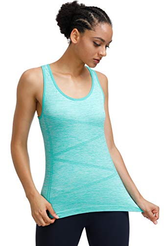 Women's Summer Yoga Tank Tops Racerback Stretchy Activewear Yoga Shirts Quick Dry Running Tops Sports Gym Workout Tops (Fluorescent Green, Small)