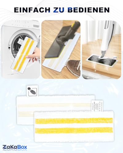 ZaKaBox 6 Mikrofaser-Tuchset kompatibel mit Kärcher Dampfreiniger Universal Bodentuchset EasyFix SC 2, SC 3, SC 4, SC 5 Bodendüse