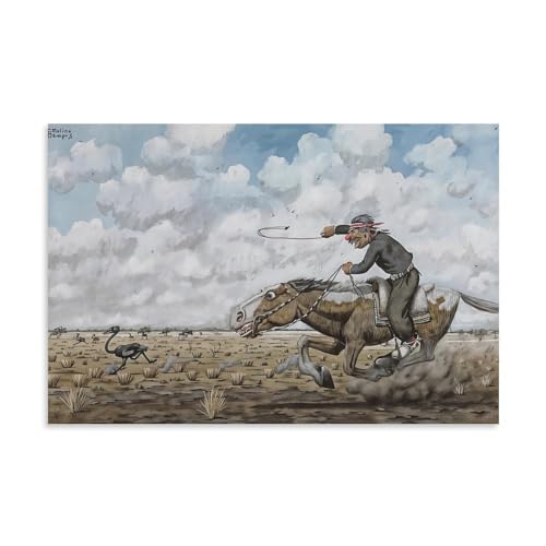 Impression Sur Toile Chasse À L'autruche, tableau mural anti-UV esthétique rustique