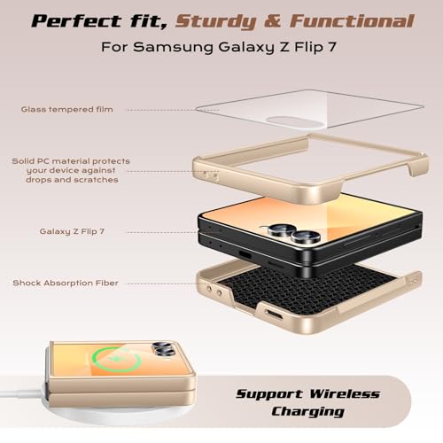 Coque Galaxy Z Flip 7 dorée scintillante fine et robuste - 4
