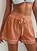 Dokotoo Women's Shorts Fashion Lace Trim Drawstring Elastic Waist Orange Short Pants Lightweight Loose Athletic Beach Cover ups Medium