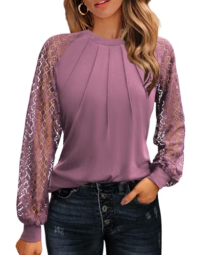 Image of HOTOUCH Women's Lace Long Sleeve Spring Dressy Casual Business Work Trendy Shirts