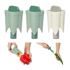 Pepper Seed Corers Remover, 3 Pack Fruit Pepper Corer Remover 2 in 1 Bell Pepper Corer Seed Remover Tool, Pepper Deseeder Bell Pepper Corers Tool Pepper Cutter for Vegetables