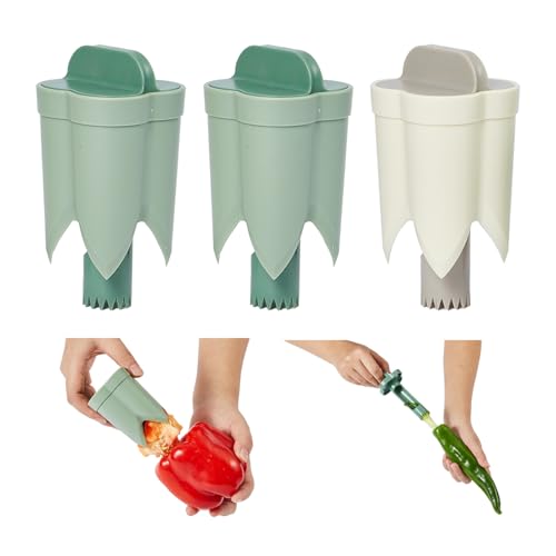 Pepper Seed Corers Remover, 3 Pack Fruit Pepper Corer Remover 2 in 1 Bell Pepper Corer Seed Remover Tool, Pepper Deseeder Bell Pepper Corers Tool Pepper Cutter for Vegetables