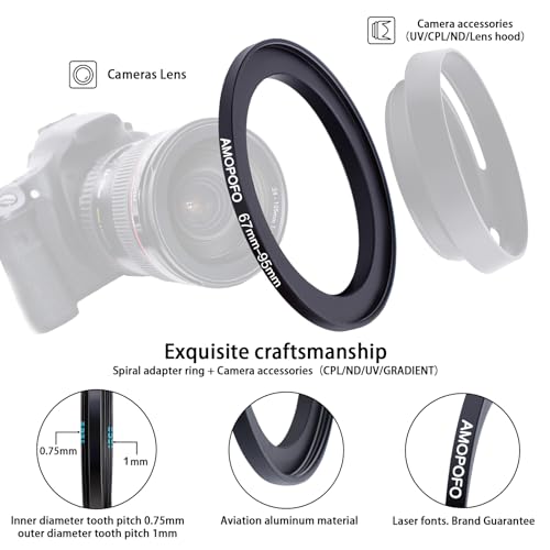 Image of 67mm to 95mm Step-Up Ring Filter adapter /67mm to 95mm Camera Filter Ring for 95 mm UV,ND,CPL,Metal Step Up Ring