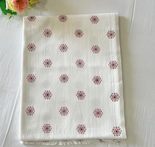 Image of 100% Cotton Soft Beautiful Printed Pure Handloom Single Bed Size Skin Friendly Summer AC Blanket /Khes /Dohar /Top Sheet Set /Chadar /Multi Purpose Use (Red White)