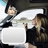 Auto Kosmetikspiegel，7.1in Auto Sonnenblende Spiegel Innenspiegel mit 600mAh Li-on Akku, 3 Beleuchtungs Modus Wiederaufladbare Batterie USB Tragbarer Universal