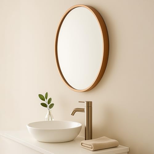 Image of Art Street Round Decorative Wall Mirror with Aluminum Metal Frame Black | Modern Design Vanity Mirror for Makeup, Bedroom, Drawing Room, Bathroom Wash Basin (Black, 40x40 cm)