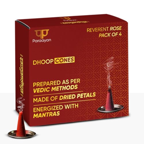 Image of Dry Dhoop Cones | 80 Cones | Pack of 4 | Fragrance Rose | Bambooless Dhoop Cones for Pooja Organic Dhoop Batti Incese Cones for Puja and Home
