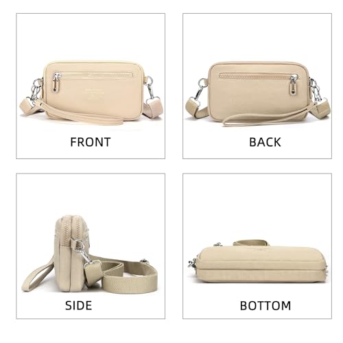 Image of JANKS Small Crossbody Bags for Women Wristlet Wallets Nylon Shoulder Bag with 4 Zipper Carry All Purse Credit Card Holder
