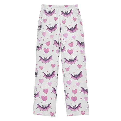 Halloween Pajama Pants Skull Bats Love Heart Long Sleep Pants Lounge Bottoms