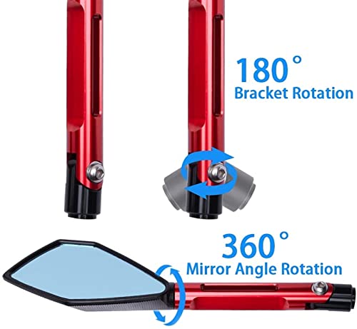 Rétroviseur CNC aluminium bleu haute précision moto - 6