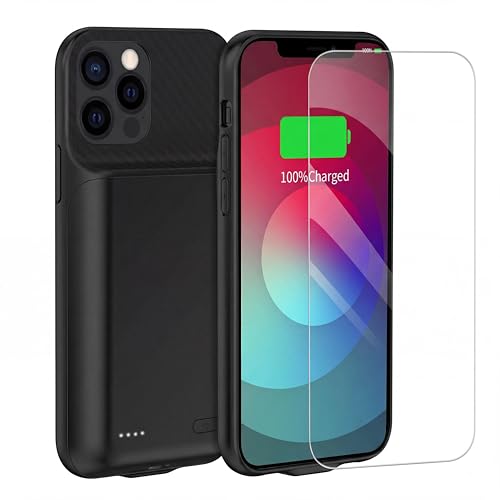 Funda con batería para iPhone 14 y 13 de 10000 mAh en color negro con protector