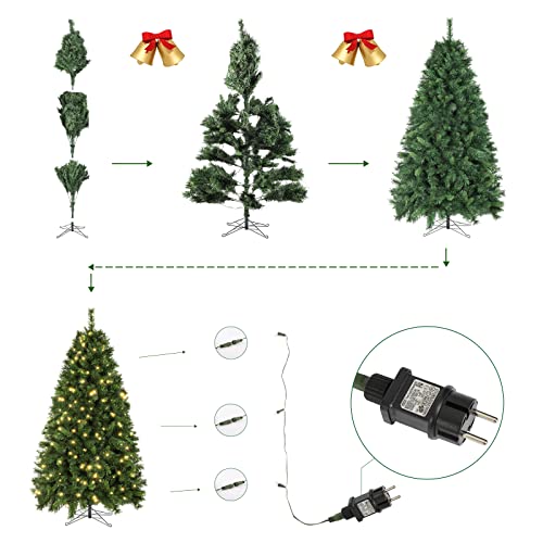 SALCAR Kunstkerstboom 210 cm met verlichting, 868 takuiteinden, incl. 550 LED verlicht en kerstboomstandaard - groen 2,1 m - Image 7