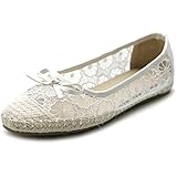 Ollio Women's Ballet Shoe Breathable Floral Lace Ribbon Flat