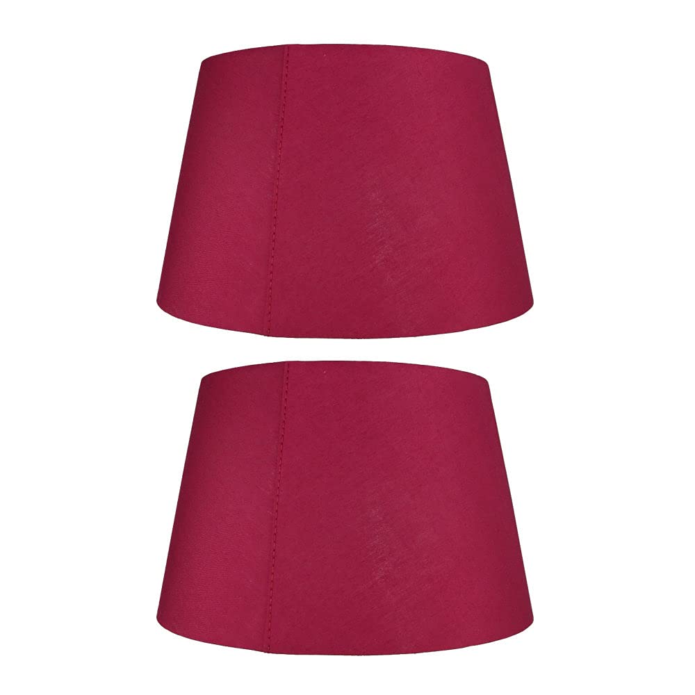 Britalia 2 Pack - Burgundy 14" Cotton Tapered Drum Vintage Lampshade with Reversible Gimble & Shade Reducing Ring to Fit All Types of Lampholders - Rolled Edges - Hard Lined - Sold in Pairs