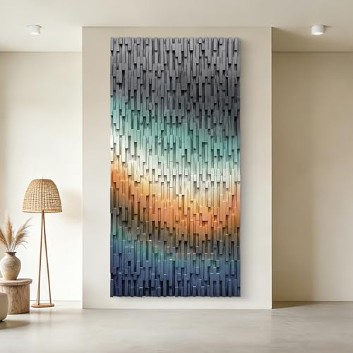 LIUZEYUE Vertical Textured Wood Wall Art, Linear Slat Relief, Wood Relief