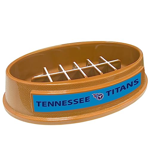 Image of NFL Super-Bowl Tennessee Titans Slow Feeder Dog & Cat Bowl. Football Design for Healthy Digestion. Non-Slip for Large & Small Pets