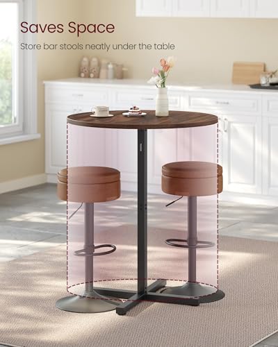 Image of VASAGLE Round Cocktail Table, Set of 2, High Top Bar Pub Table with Metal Frame and Cross Base, for 2-3 People, Modern, Easy to Assemble, 23.6 x 41.1 Inches, Natural Walnut ULBT362K01