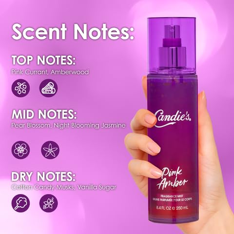 CANDIE'S Pink Amber Fragrance Mist - Sweet, Long-Lasting Perfume for Women, Luxurious All-Day Freshness, Ideal Body Cologne for Ladies, Feminine Scent, Lasts All Day, Must-Have Fragrance, 8.4 fl oz - Image 2