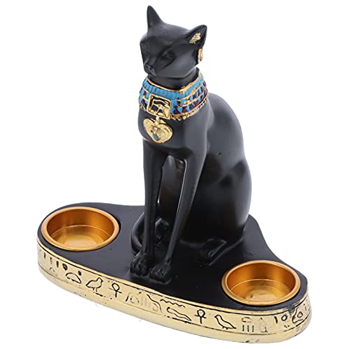 Tomotato Statua della Dea Bastet del Gatto Egiziano, 16x20cm Portacandele da Collezione in Statuetta da Collezione della Dea del Gatto Bastet Antico Egitto per La Decorazione
