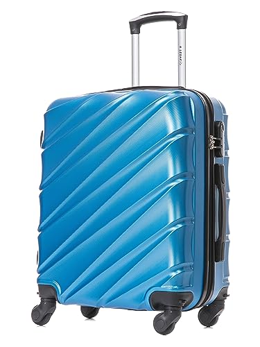 R.Leone Valigia 56x45x25 cm 45x36x20 cm EasyJet Trolley Bagaglio a mano in ABS 4 Ruote Da 1 pezzo...