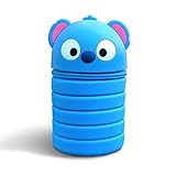 Cute Pencil Case for kids Pencil Holder Extendable and Retractable Silicone Stand up Pen case (blue koala)