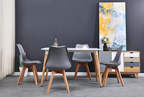 Table à Manger avec 4 Chaises Ensemble de Salle à Manger, Table à Manger Rectangulaire et Chaises de Cuisine Rembourrées pour la Maison, Le Bureau, la...