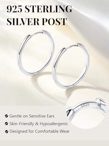 Image of Silvora 14K Gold Plated Huggie Hoop Earrings for Women, Small Sterling Silver Hoops, Hypoallergenic Cartilage Earrings for Sensitive Ears 8 /10 /12 /14 /16 /18 /20MM