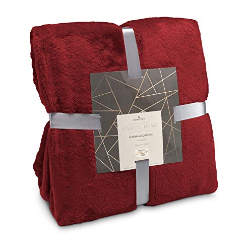 Couverture en microfibre bordeaux plaid chaud 34x30x11cm jeté de canapé