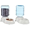 Amazon Basics Automatic Dog Cat Water Dispenser Gravity Feeder and Waterer Set, Large, 456.6fl.oz food feeder, 382.1 fl.oz water dispenser, Gray