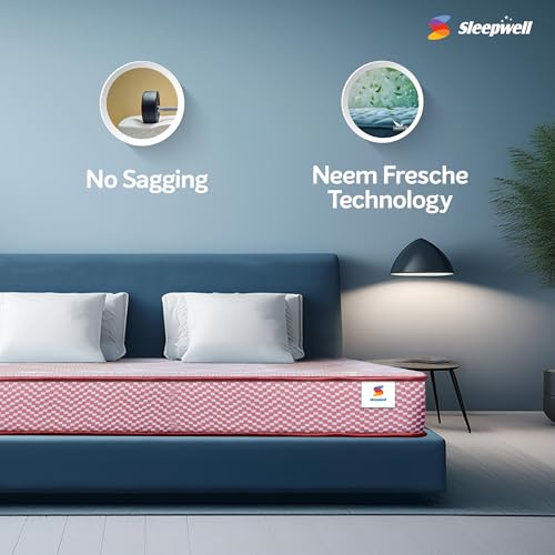 Image of Sleepwell Durafirm Classic Mattress | Rebonded Foam| Extra Firm, Quilted Top & Anti-Sag | Single Size | 75x36x5 | 10 Yr Warranty