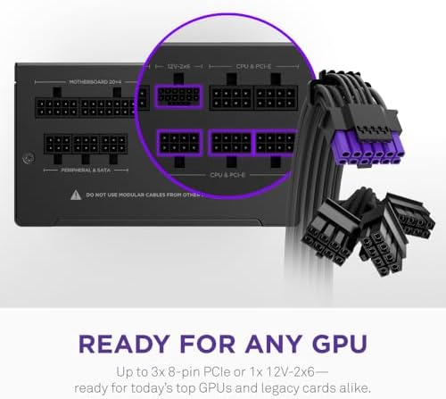 NZXT C850 Gold Core - 850W ATX 3.1 Power Supply - 80 Plus Gold - Cybenetics Platinum - Fully Modular - PCIe 5.1 600W 12V-2x6 - Zero RPM Fan - 105°C Capacitors - Black