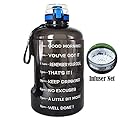 BuildLife Gallon Motivational Water Bottle Wide Mouth with Time Marker/Flip Top Leakproof Lid/One Click Open/Large BPA Free Capacity for Fitness Goals and Outdoor(Black, 1 Gallon)