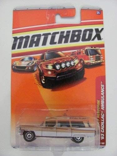 Matchbox Respuesta de emergencia 2010 55 de 100 (oro sobre blanco) Cadillac Ambulancia '63