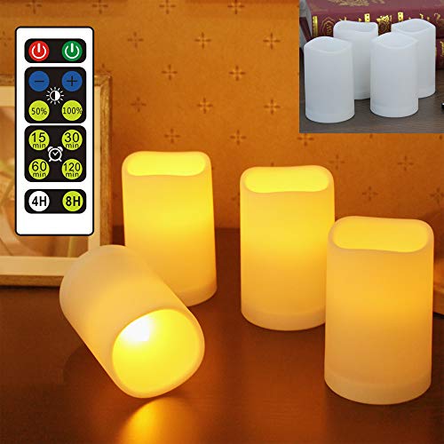 WRalwaysLX 4 Pack LED flameless Candles, Remote Control Candles Decorative Outdoor and Indoor, （2.6