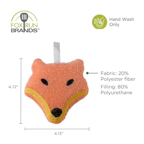 Image of Fox Run Woodland Animal Sponge Set, Non-Abrasive Fox, Owl & Bear Scrubbers | Easily Clean Plates, Pots & Glasses | Dish Sponges For Nonstick Pans | Cute Kitchen Decor | Reusable Animal Scrub Sponge Set