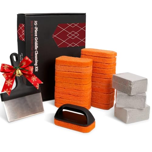 SHINESTAR 26-Piece Griddle Cleaning Kit for Blackstone, Flat Top Grill Cleaner Kit with Scraper, Cleaning Brick, Scouring Pads, Professional Griddle Accessories Kit for Cleaning, Easy to Remove Stain